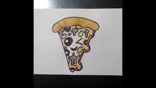 KAWAII РИСУНКИ |  Как нарисовать пиццу   -   How to draw pizza Как нарисовать милые рисунки