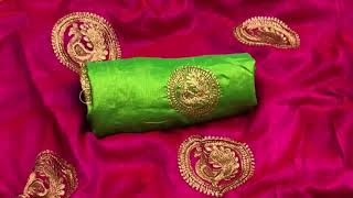 Sana Two Tone Silk with Embroidery Design with Contrast Piping | RV Collections