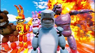 SHARK ANIMATRONIC & FNAF FRIENDS vs METEOR MOD! (GTA 5 Mods FNAF RedHatter)