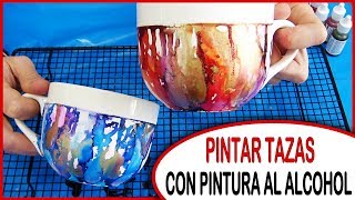 Como pintar unas tazas con pintura al alcohol / Paso por paso