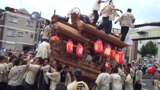 平成26年　平野郷　杭全神社祭礼　3日目　宮入前　お渡り筋進入　＜南港通＞　（流組　野堂北組　野堂南組　野堂東組　馬場組　泥堂組　西脇組　脊戸口組　市組）　だんじり