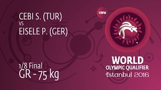 1/8 GR - 75 kg: S. CEBI (TUR) df. P. EISELE (GER), 3-0
