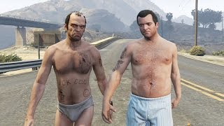 Голый Тревор встречает Майкла в  GTA V