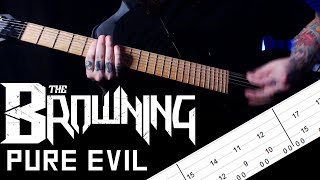 The Browning - Pure Evil - Guitar play through - TABS on screen