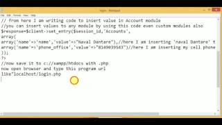 Insert value to sugarcrm using php
