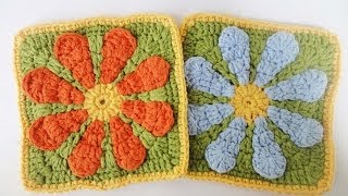 Квадратный мотив с цветком The square motif with flower Crochet