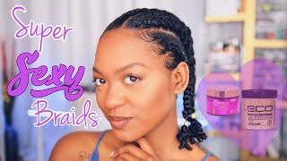 Simple Braids on WET Natural Curly Hair! Super Sexy - I pulled numbers with this one lol