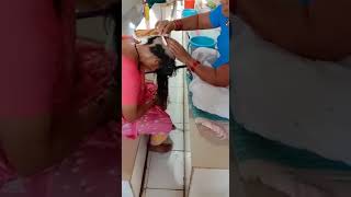 Srisailam Temple beautiful woman headshave