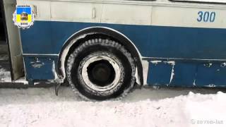 Черкасский троллейбус- Снежный плен 08.01.2016