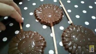 Como fazer purulito de chocolate hidrogenado - Diy chocolat lollipops