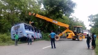 Public Bus Rescued by: JCB Crane