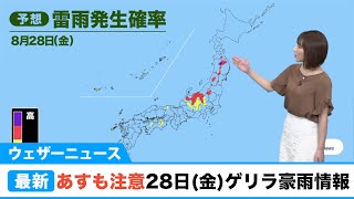 あすも注意／28日(金)のゲリラ豪雨情報