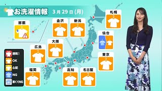 3月29日(月)の洗濯天気予報