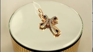 Крест с красного золота и белого золота, рассыпь камней. kp108010i