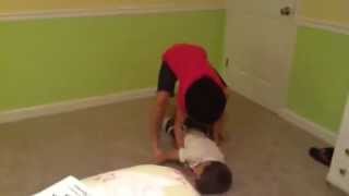 Girl fails to give brother a Piggyback Ride