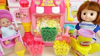 Baby Doll and Play Doh popcorn cooking toys IceCream shop play