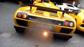 Lamborghini Diablo GT (16/80) loud sound: backfire, hard revving and accelerating!