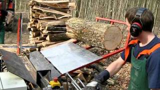 Holzspalten Extrem  im Wald