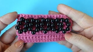 How to crochet with beads Вязание с бисером 31