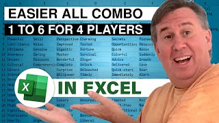 Excel All Combinations One To Six in Four Columns - Episode 2604