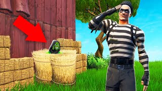 He Was HIDING In A HAY BALE! (Fortnite Hide And Seek)