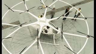 World's first manned flight with an electric multicopter "Volocopter VC200" first flight