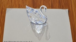 Cómo dibujar vidrio: dibujo 3D de un cisne de cristal Swarovski - Arte Divierte