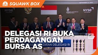Luhut & Delegasi RI Buka Perdagangan Bursa AS