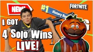 Pro 12 Year Old Fortnite Player / 4 LIVE SOLO WINS  / Giveaway / New TomatoHead Gameplay