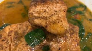 Salmon and Spinach Soup in Ramon Broth