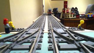 Lego Trains Trackside View Arriving and Leaving Town