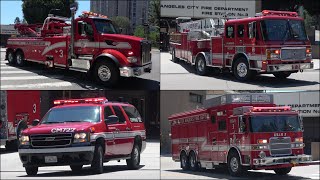 LAFD USAR Task Force 3, Heavy Rescue 3 and Command 722 fire trucks responding