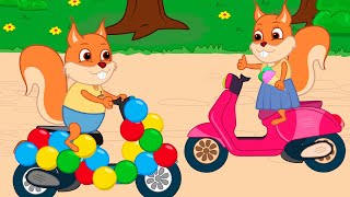 Famille d'Écureuil - Moto Ballon Animé 2023 en Français