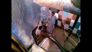 Ручной розжиг самодельной пеллетной горелки. Homemade pellet burner.