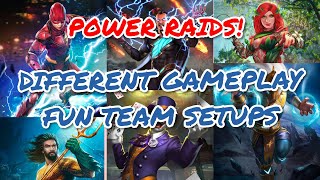 POWER RAIDS WITH NEW TEAM SETUPS/GAMEPLAY(READ DESCRIPTION) INJUSTICE 2 MOBILE