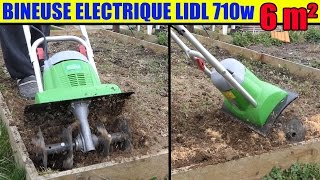 lidl bineuse electrique florabest 710w test terre argileuse 6 m² Garden Cultivator Gartenkultivator