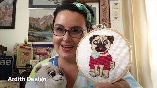 Flosstube 45 Cross Stitch WIPs, Wishing for a Pug, Save The Stitches from the Last Chance Dollar Bin