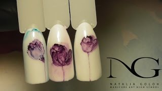 Весенний маникюр. Дизайн ногтей тюльпан/Spring manicure.Tulip in watercolor technique