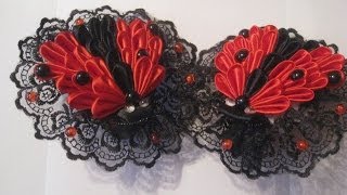 DIY ladybird kanzashi. Божья коровка канзаши