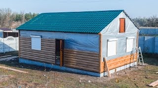Строительство каркасного дома 54м2 на винтовых сваях