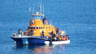 Hellenic Coast Guard SAR boat HCG518 rescue illegal migrants in Chios Strait.