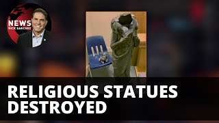 Statue of Jesus beheaded — related to protests?