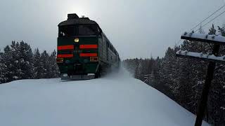"Блин, блиин, блииин" Тепловоз 2ТЭ116-1429 с ПОМ-1М №004 "Снегодуй" чистит пути