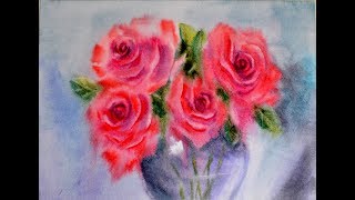 Розы в вазе.   Акварель.  Roses in a vase. Watercolor