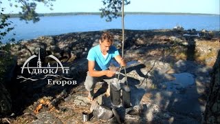 Подвес котелка на ветку дерева и уха из рогоза A Simple Pot Suspension