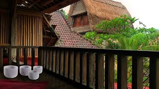 Tropical Rain Sounds on Tin Roof + Tibetan Bowls | Thunderstorm & Healing Sounds for Sleep, Insomnia