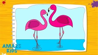 Как Нарисовать Животных Фламинго для Детей. Рисуем Простые Рисунки Своими Руками. Уроки Рисования