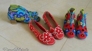 Красивая вязаная обувь. Beautiful crochet shoes.