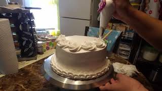 Vanilla cake with pineapple coconut filling sprinkles on top