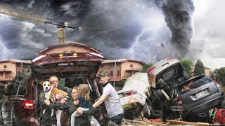 A tornado is tearing Poland apart! Hurricane Ilenia destroys the center of Europe!